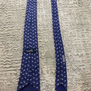 Elegant Blue Patterned Men's Very Rare Hermes x Martell cognac blue silk tie